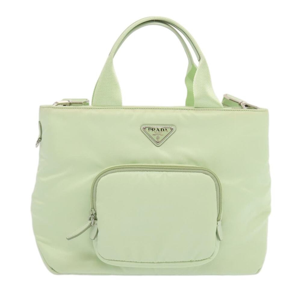 Prada Nylon Handbag Light Green Blue